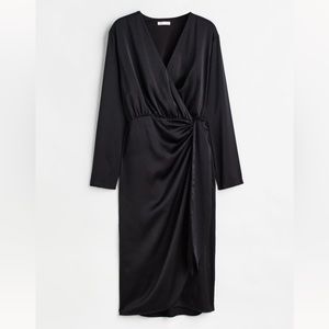 Satin wrap front dress